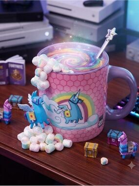 Fortnite Pink Llama Rainbow Ceramic Mug